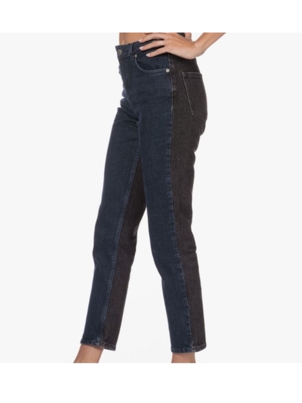 Ba&sh Two Toned Dark Blue Black Balm Skinny Cropped Jeans 4